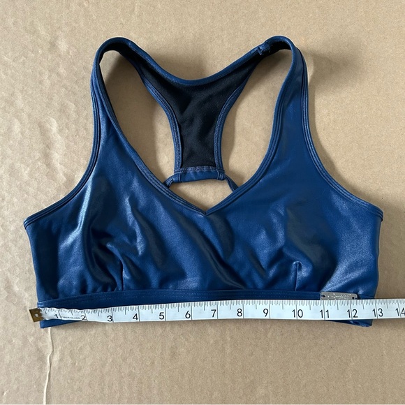 Bombshell Sportswear Navy Blue Gloss Sports Bra Size Large Power Rib Bra Shiny - Picture 6 of 7